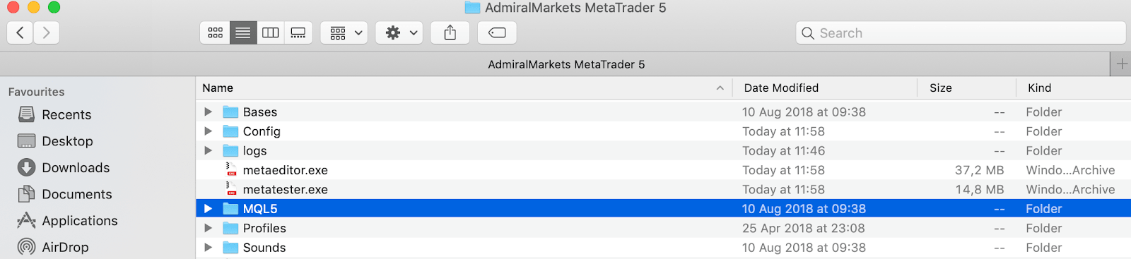 Kaip įdiegti Admiral Markets MT5 Supreme Edition Mac ekspertus patarėjus