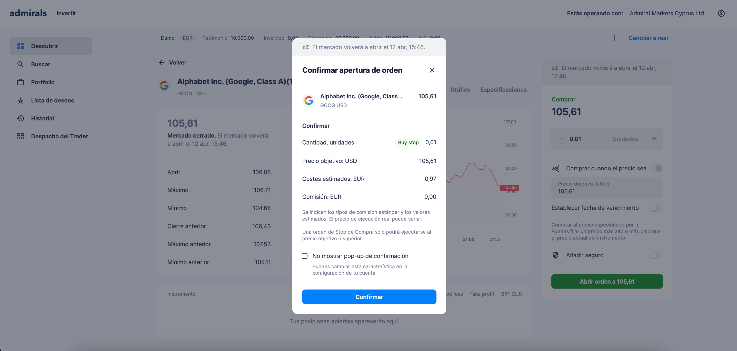 Abrir nueva orden Native Trading