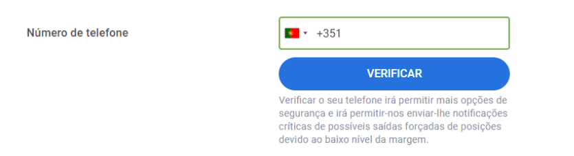 Abrir Conta Forex - Verificação do número de telefone