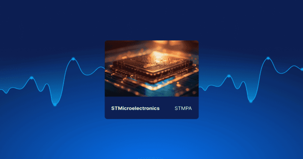 puce électronique avec le nom STMicroelectronics et le code mnémonique de l'action