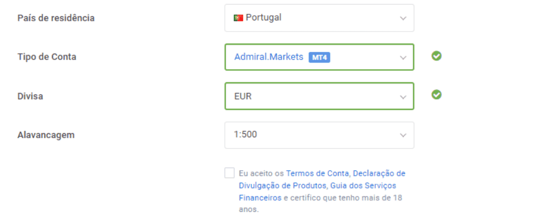 Baixar MetaTrader 4 - Selecionar Tipo de Conta de Trading