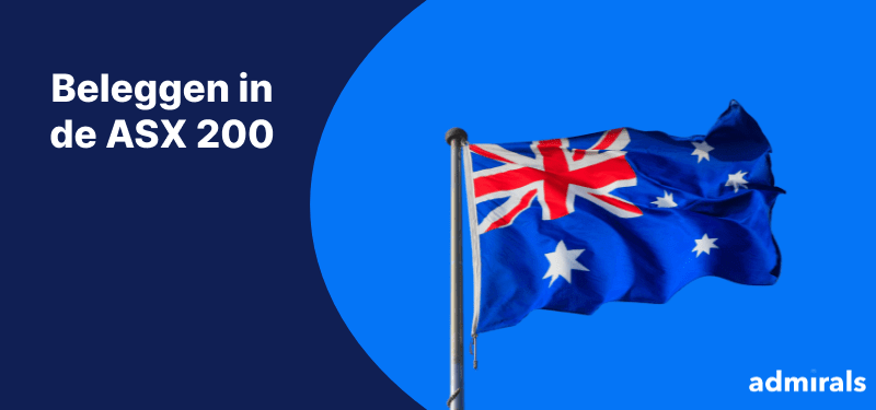 Australische vlag met blauwe achtergrond verwijzend naar beleggen in de ASX 200 – De Australische Beurs Index