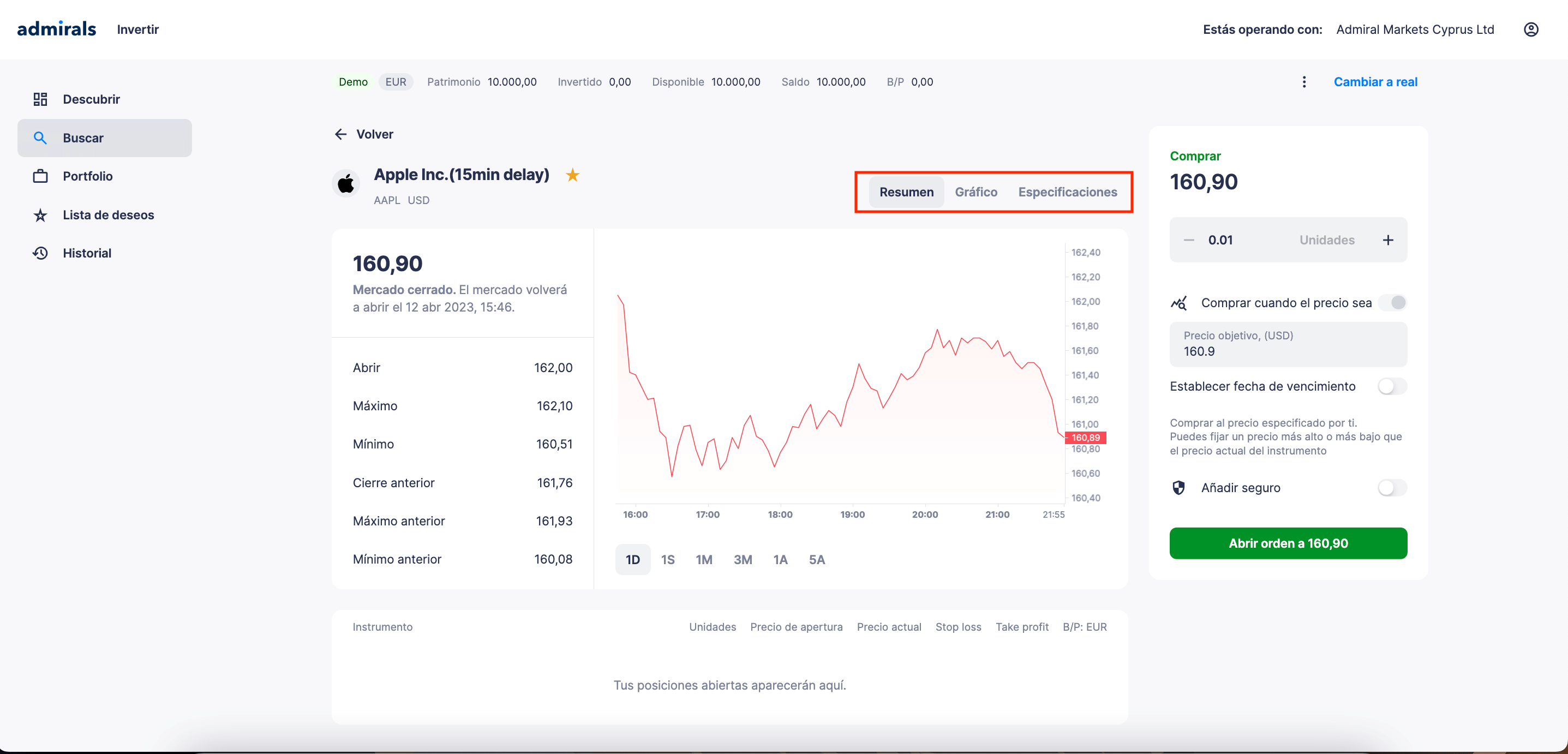 Buscar gráfico Native trading