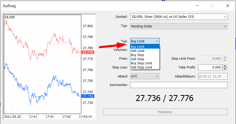 MT5 Buy Limit Order