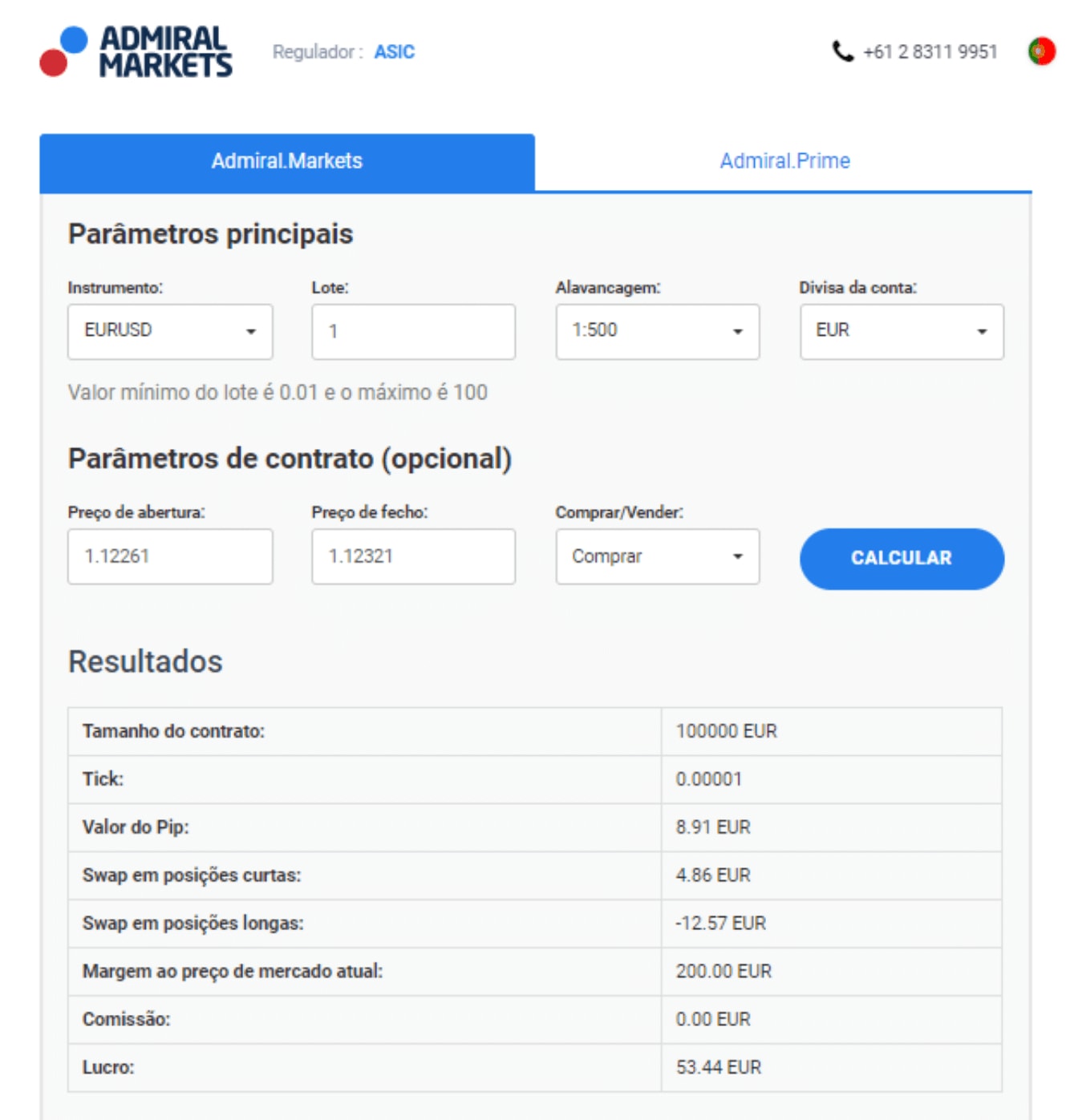 Calculadora admiral markets