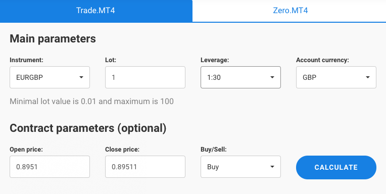 Calculadora de Trading Admirals