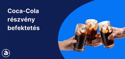 Coca Cola részvény befektetés Magyarországon, a képen 3 kéz üveg poharakat tart kék háttérrel.