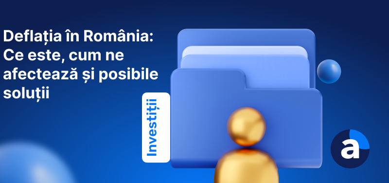 imagine albastra cu textul "Deflatia In Romania"