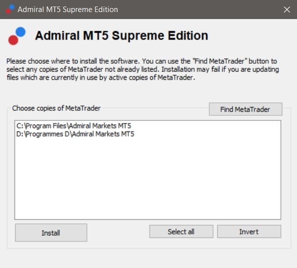MetaTrader 5 Edition Suprême installation