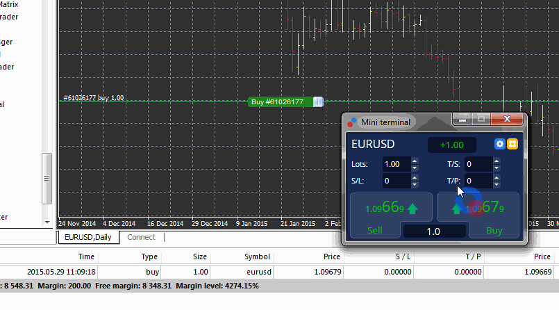 Exemplo de Hedge Forex no Mini Terminal da Admiral Markets