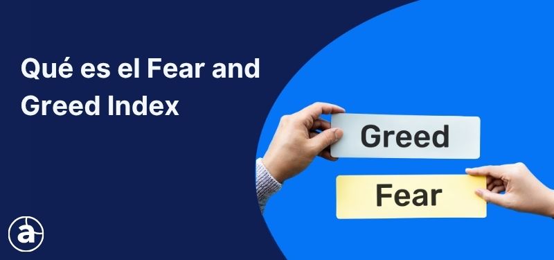 imagen azul con el texto "que es el Fear and greed index"