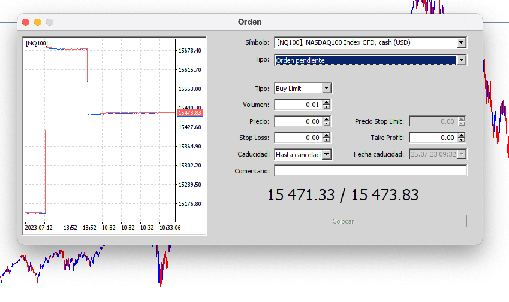 Gráfico Orden Pendiente para MetaTrader 5