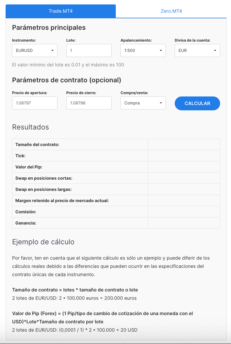 Calculadora de Admirals - Herramientas trading