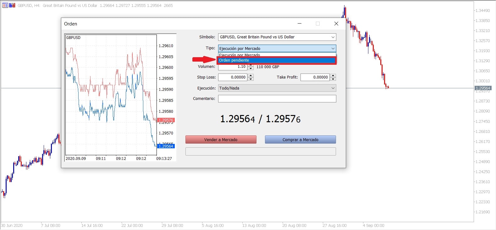 Sell Stop MetaTrader - Janela de Nova Ordem no MetaTrader 5 - Admirals