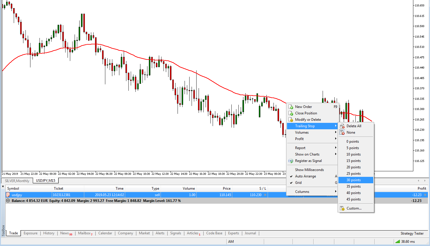 Kaip „MetaTrader 5“ nustatyti slenkantį STOP