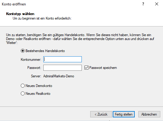 MT4 für Mac Anmeldedaten eingeben