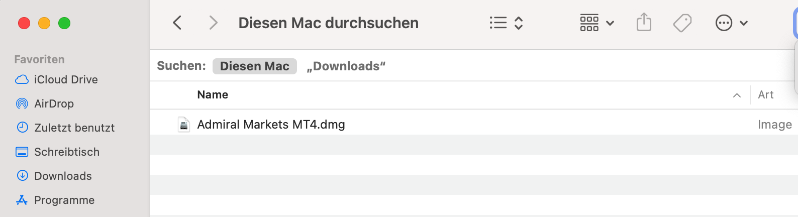 MetaTrader 4 für Mac - .dmg-Datei