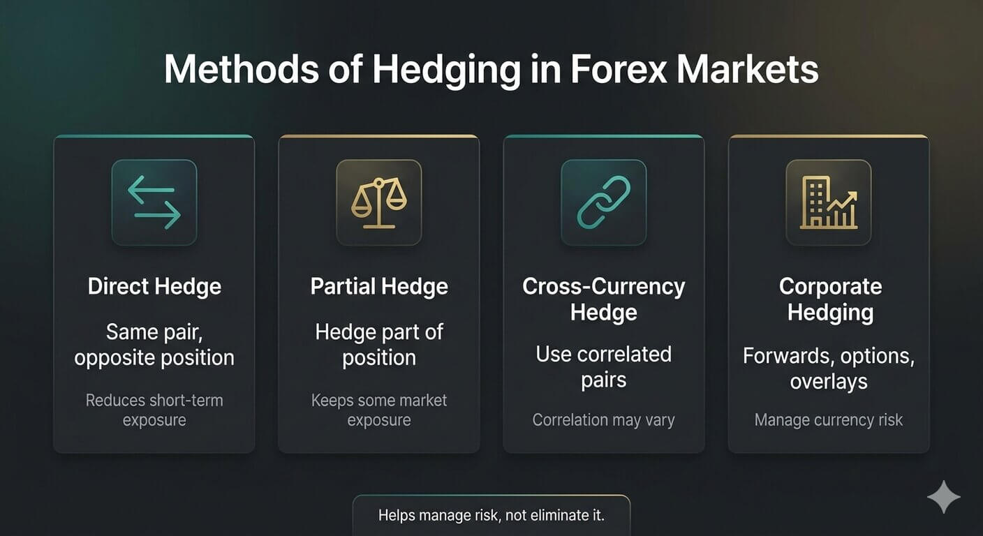 An infographic illustrating the methods of hedging in forex markets