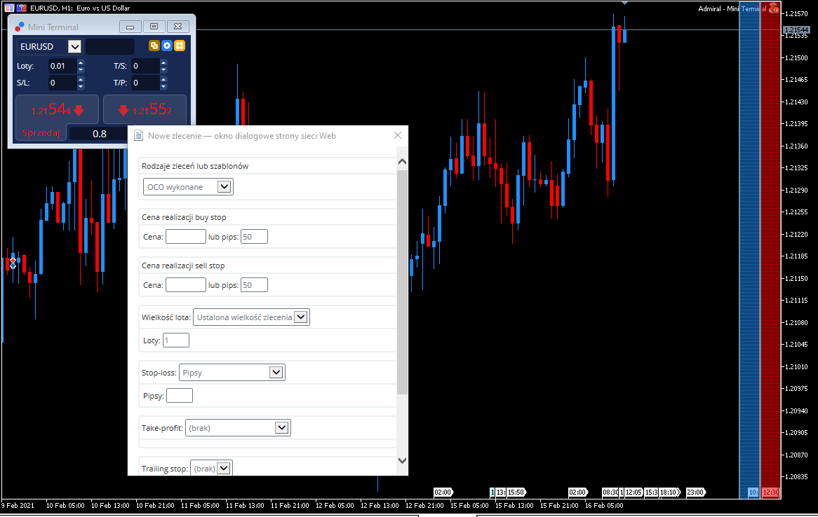 Okno dialogowe - oco forex