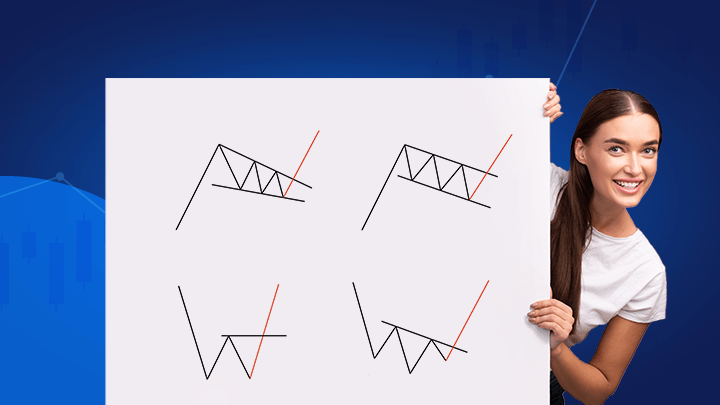 Pessoa atrás de um quadro branco que explica o que são e como identificar Padrões Gráficos no Trading