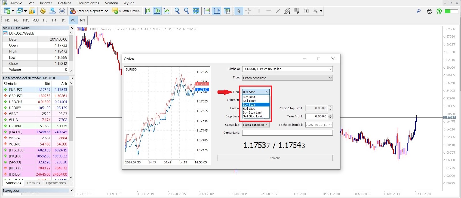 Selecionar Tipo de Ordem Pendente - Buy Stop e Buy Limit - Admiral Markets