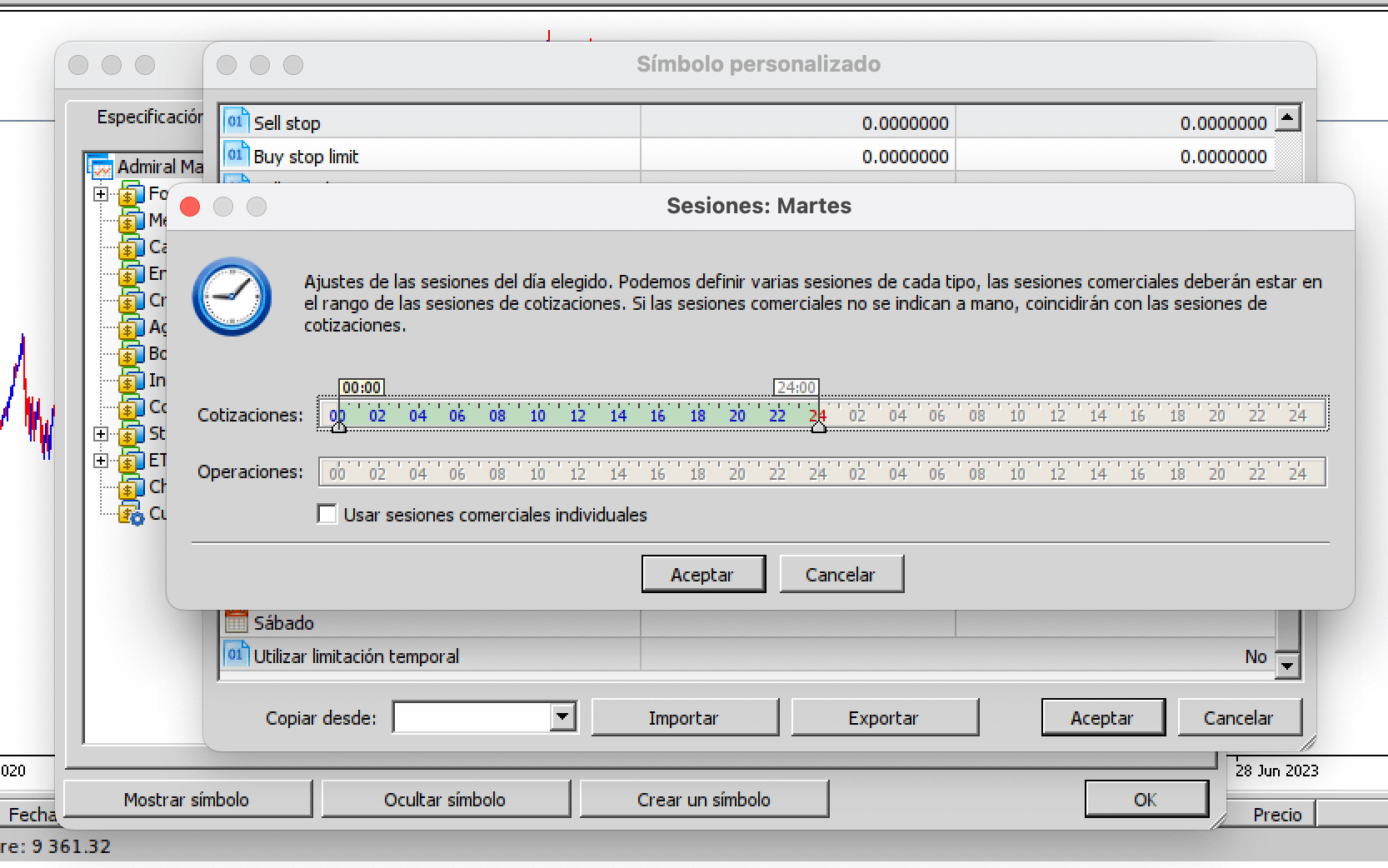 Sesiones temporales en MetaTrader 5