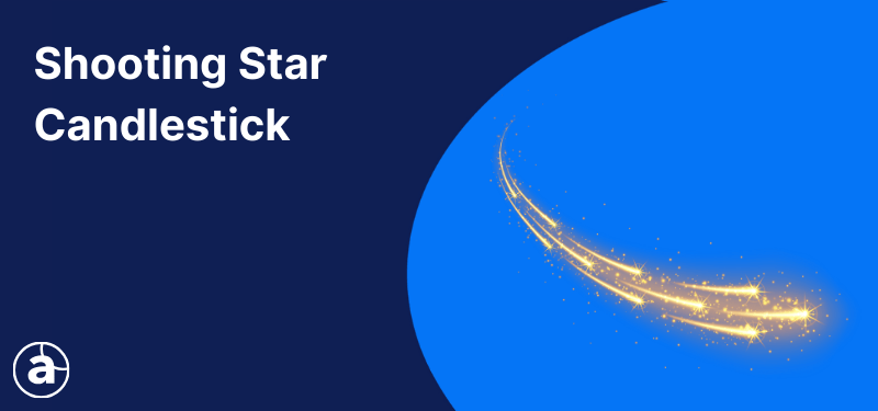 A cartoon image of shooting stars on a blue background, white text reads: "Shooting Star Candlestick".