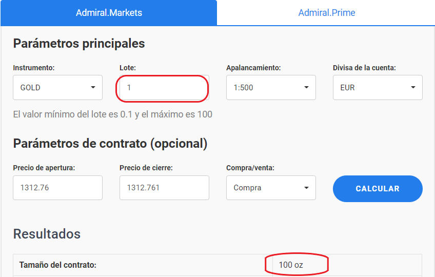 Tamano del contrato forex