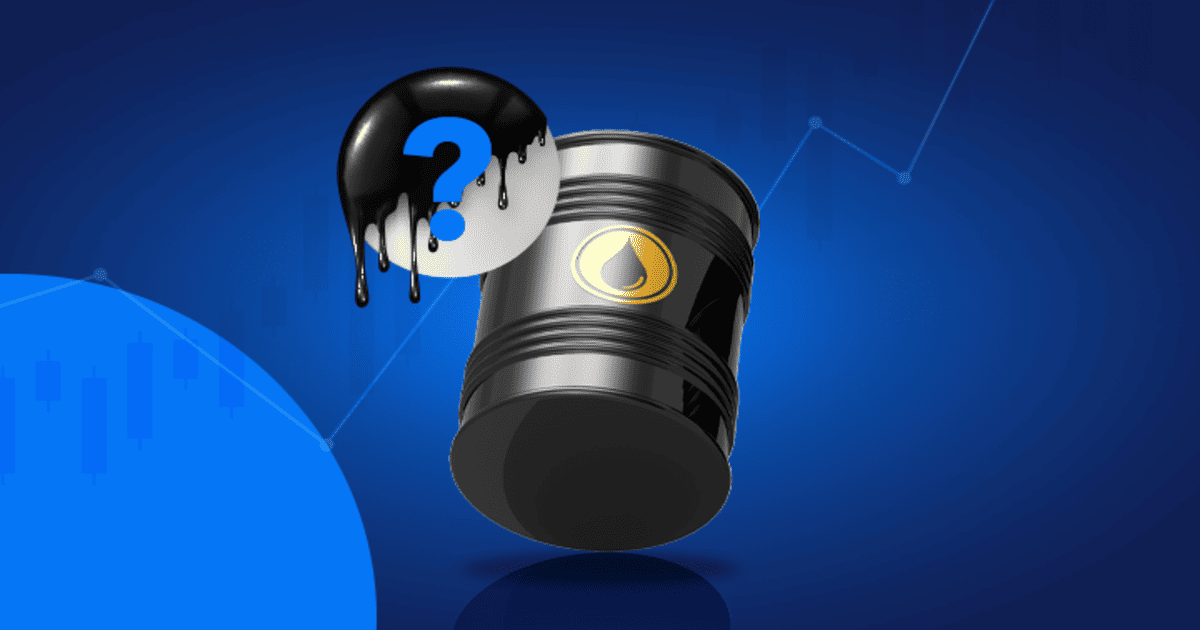 Baril de pétrole Brent avec un point d'interrogation avec un graphique boursier pour représenter le trading pétrole