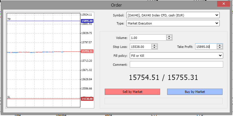 WebTrader - akciju tirdzniecība interneta pārlūkā - ordera logs