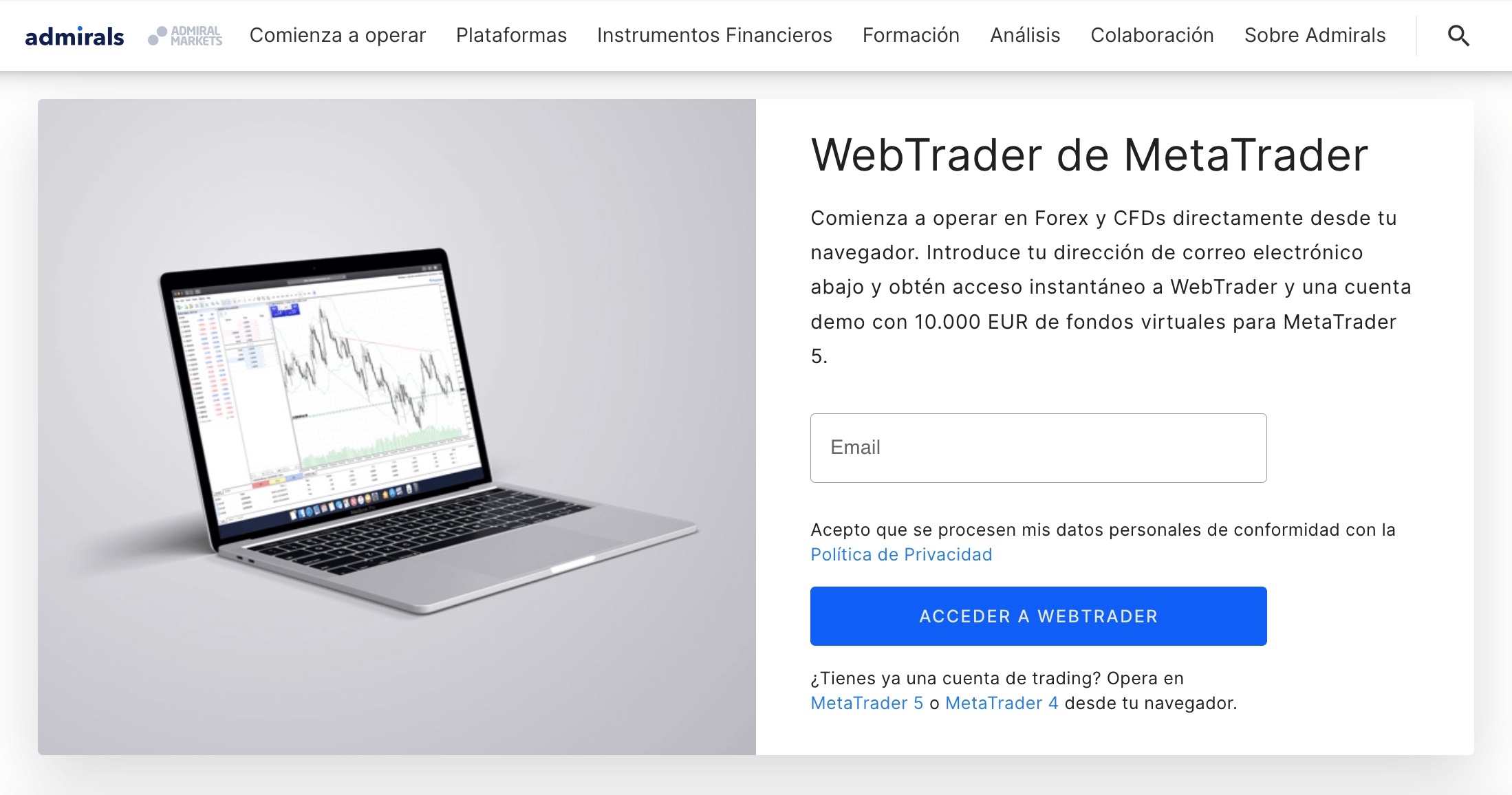 WebTrader iniciar sesión