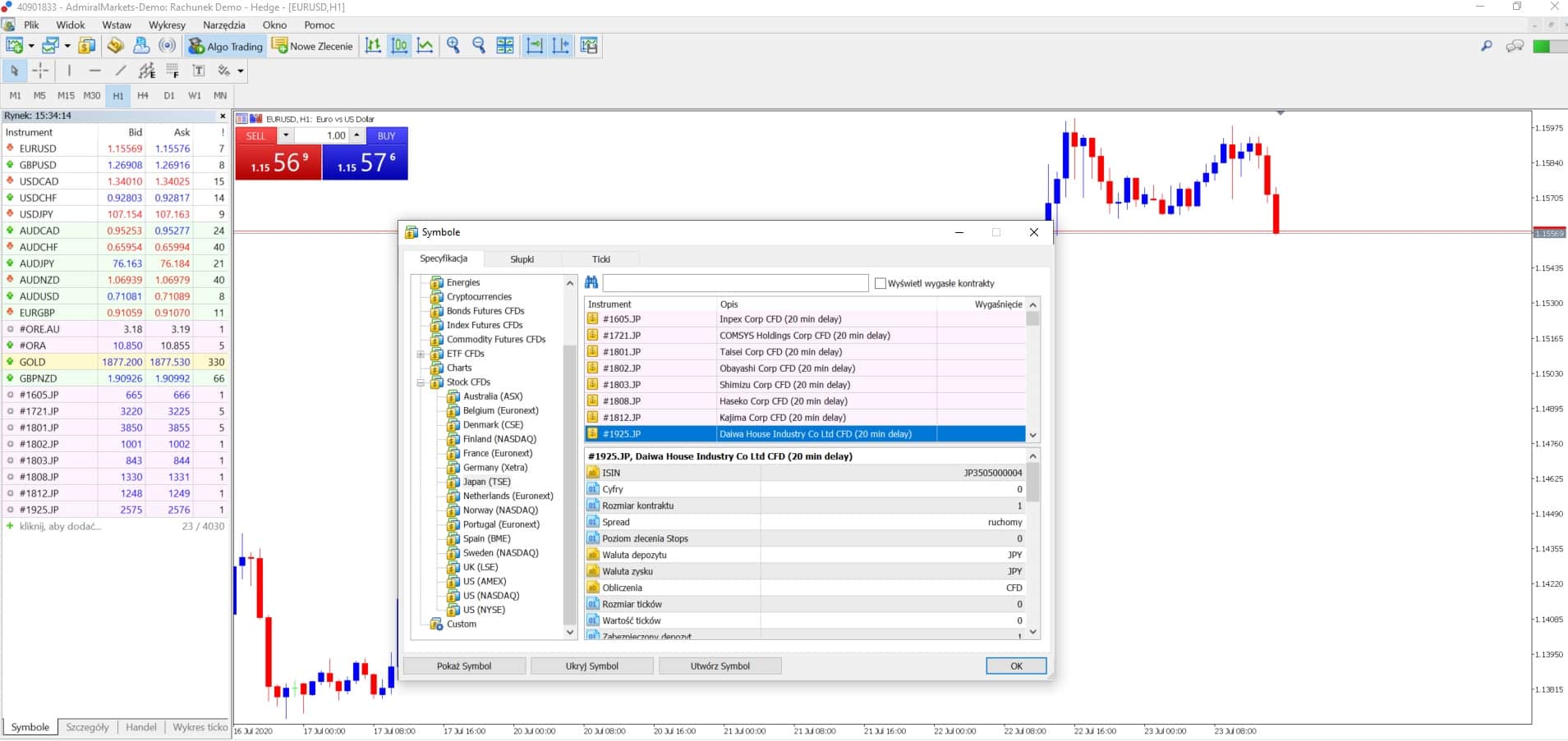Tokyo Stock Exchange - MetaTrader 5 Symbols Window