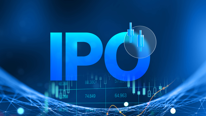 IPO escrito por cima de gráficos financeiros de bolsa de valores explicando o significado de IPO