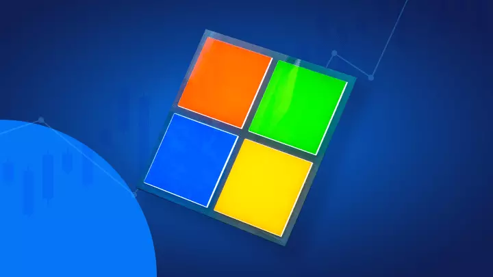 logo Microsoftu na niebieskim tle