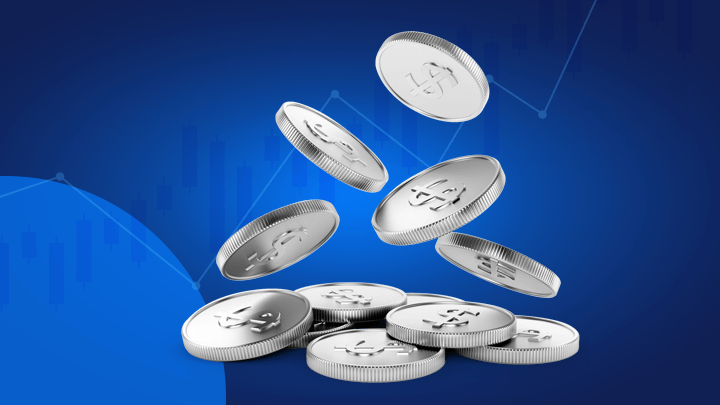 Mėlyname forne 2 investicinio sidabro luitai.
