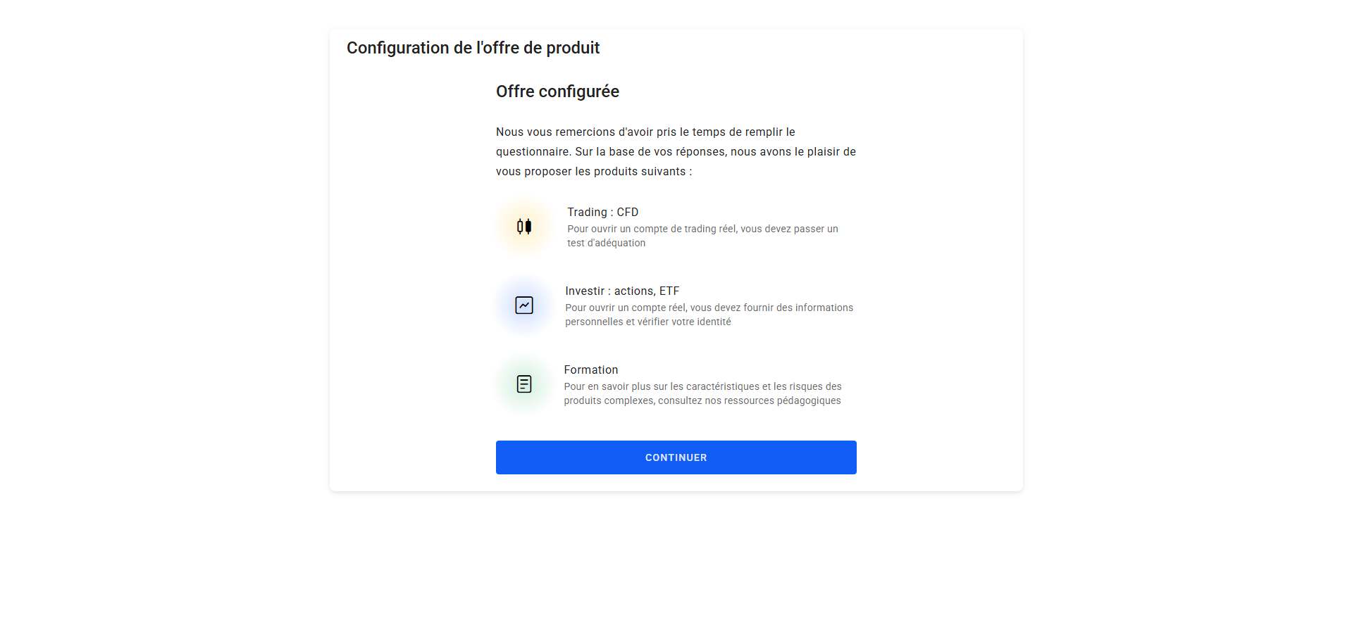 fenêtre de l'offre configurée pour ouvrir un compte réel