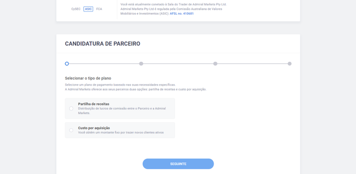 Candidatura Parceria Admiral Markets Forex Broker