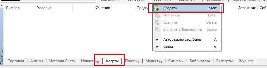 Как настроить оповещения на MetaTrader 4