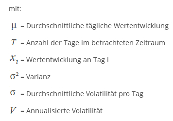 Historische Volatilität berechnen Legende