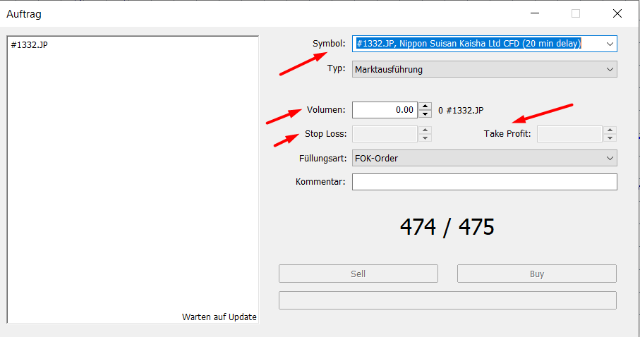 MetaTrader 5 Neue Order