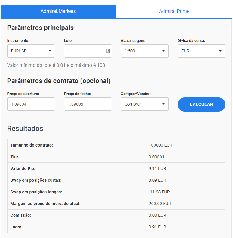 Calculadora admiral markets