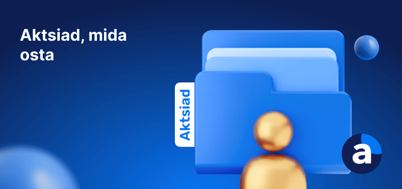 sinisel taustal faili sümbol, kirjaga aktsiad ja admiralsi logo