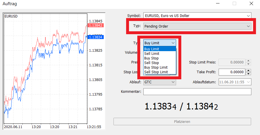 MetaTrader 5 Pending Order zur Vermeidung von Slippage