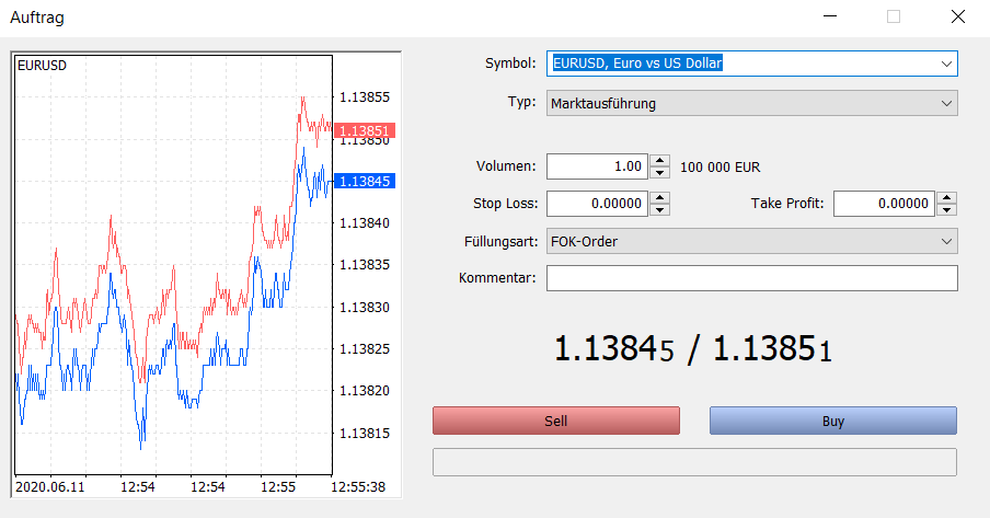 MetaTrader 5 Order EURUSD Slippage