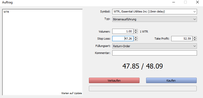 Order Wasser Aktie WTR