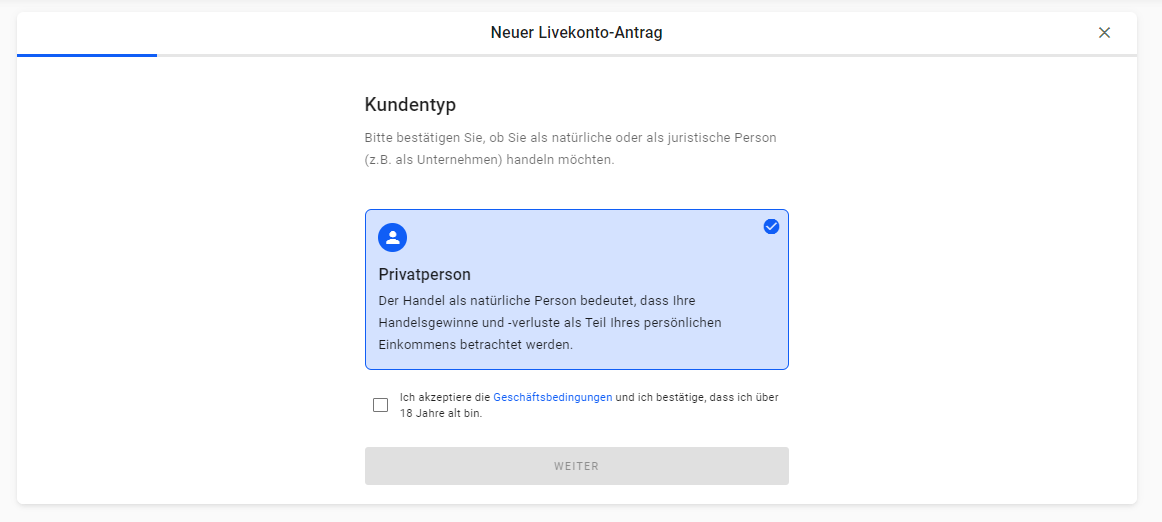 MT5 Livekonto Antrag